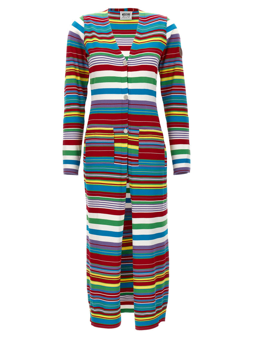 Multicolor Stripes V Neck Cardigans 1