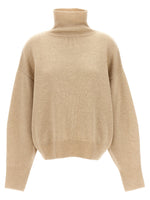 Beige Solid Turtle Neck Sweater 1