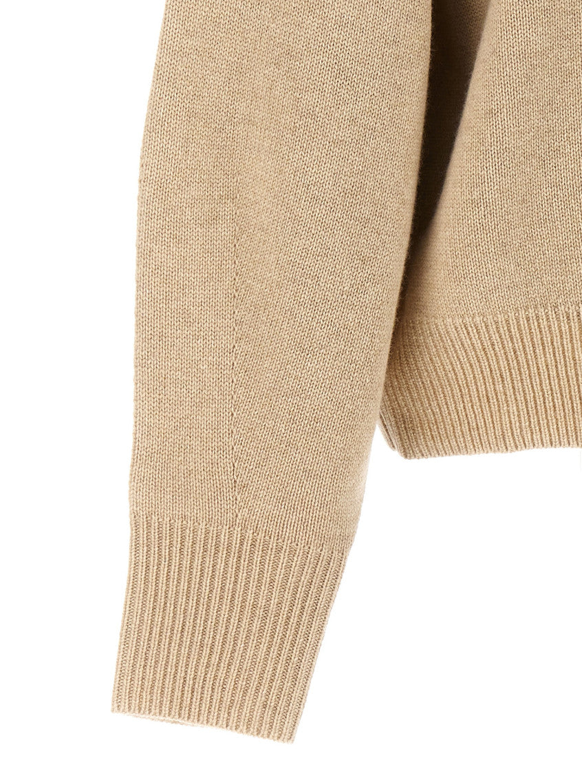 Beige Solid Turtle Neck Sweater 4