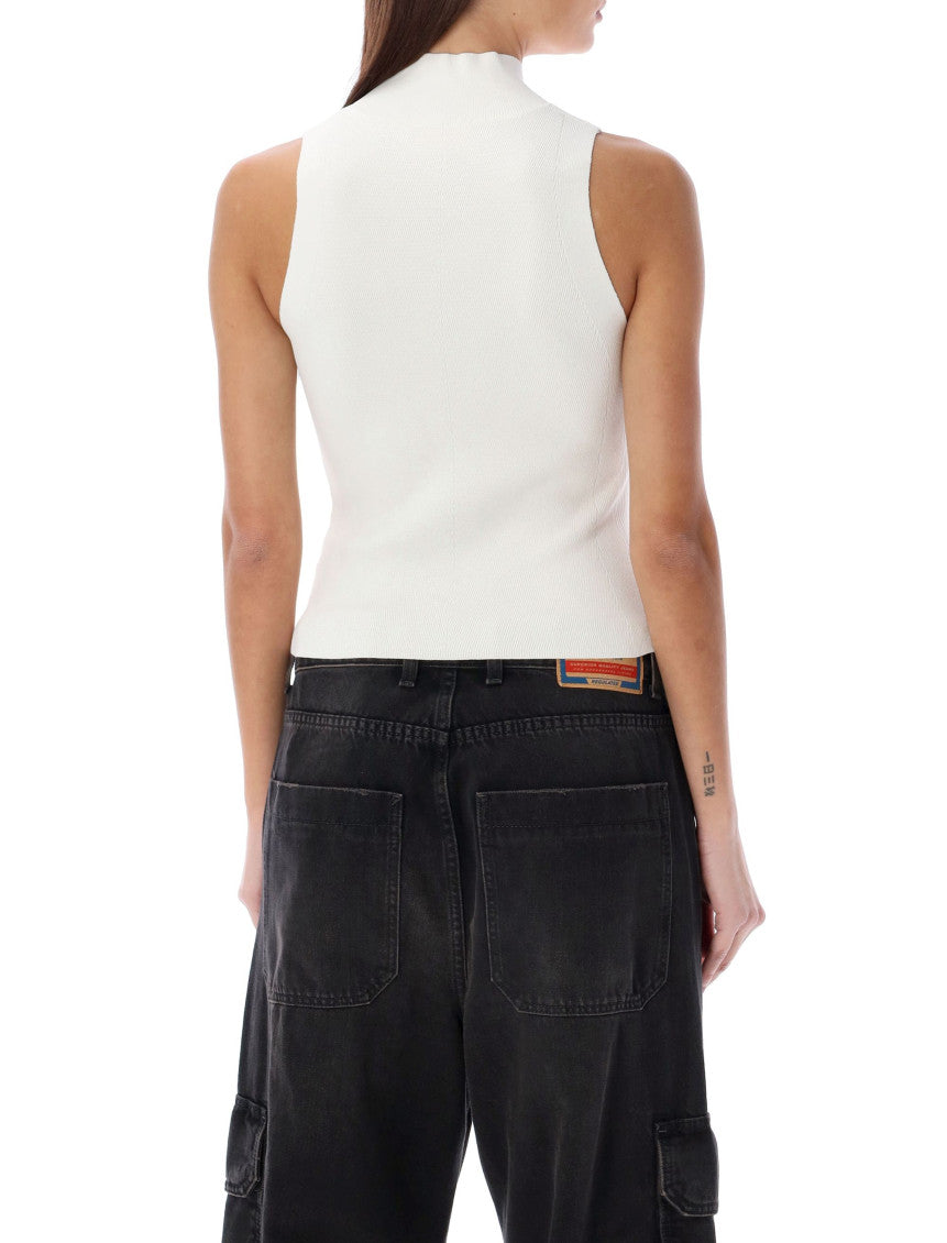 White Logo Mock Collar Top 2