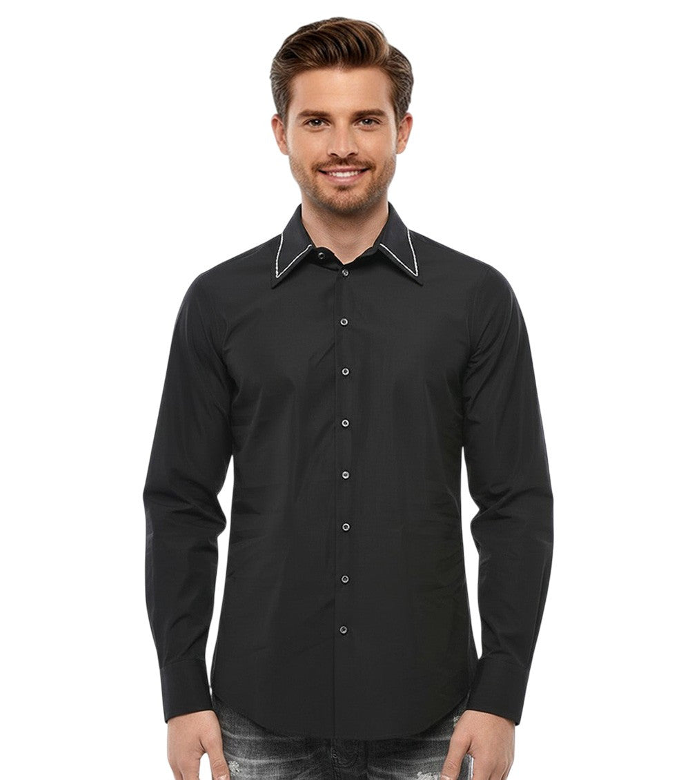 Black Slim Solid Shirt 1