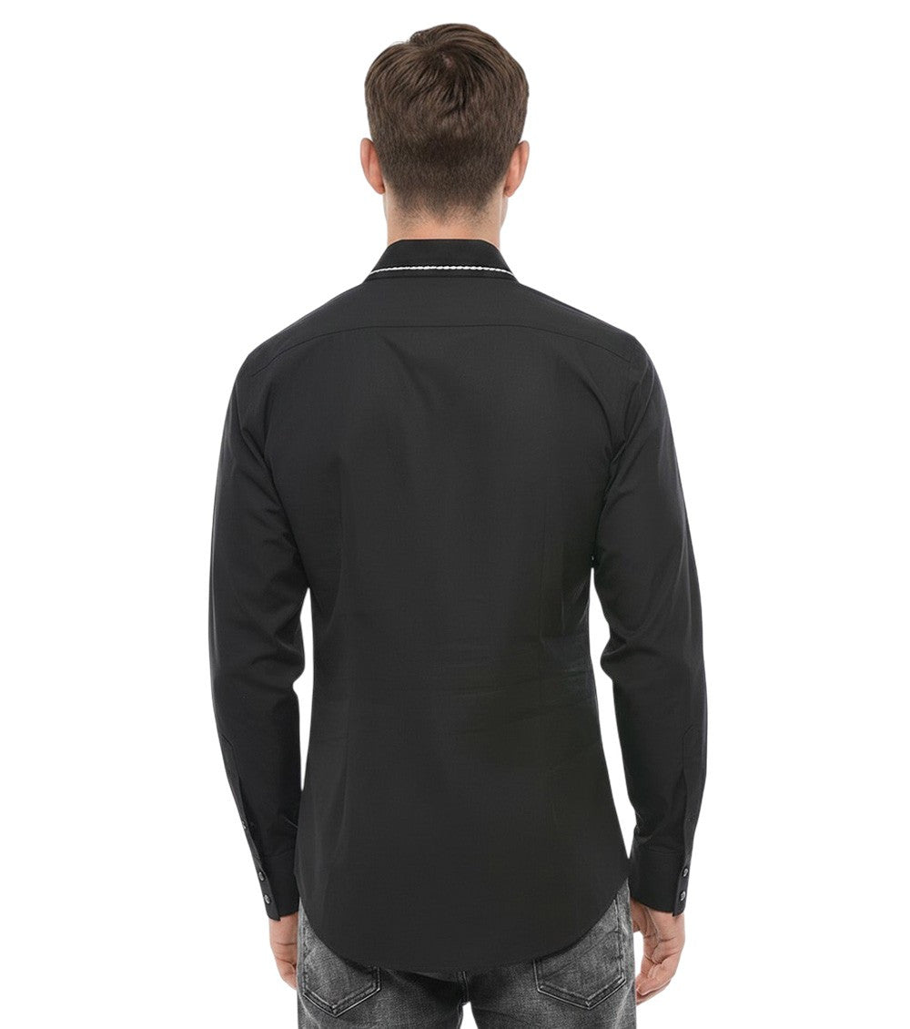 Black Slim Solid Shirt 2