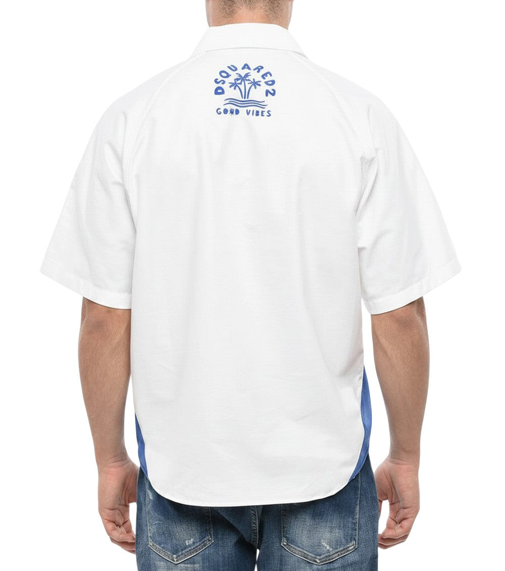 White Regular Color Block Shirt 2