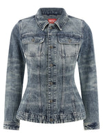 Blue Solid Shirt Collar Jacket 1