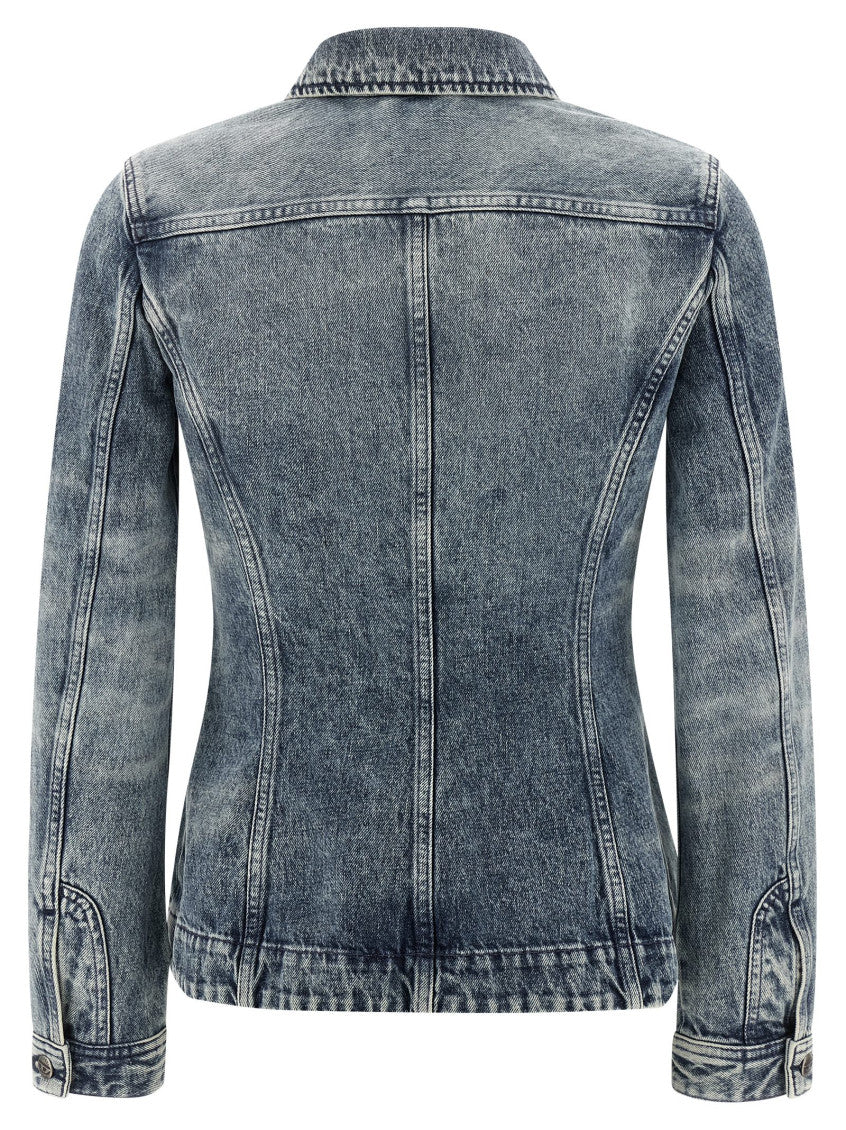 Blue Solid Shirt Collar Jacket 2