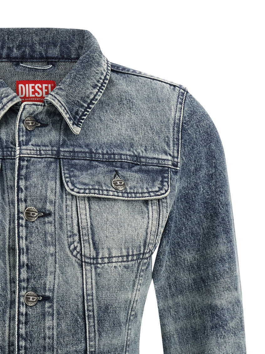Blue Solid Shirt Collar Jacket 3