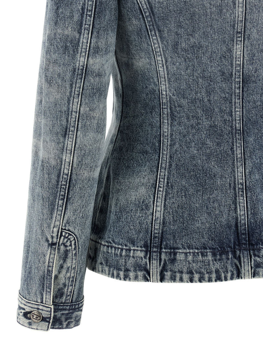Blue Solid Shirt Collar Jacket 4