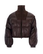 Brown Solid Turtle Neck Jacket 1