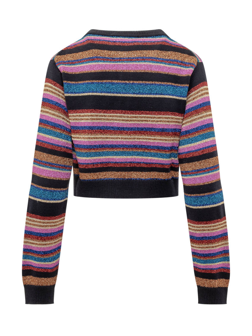 Multicolor Stripes Crew Neck Cardigan 2
