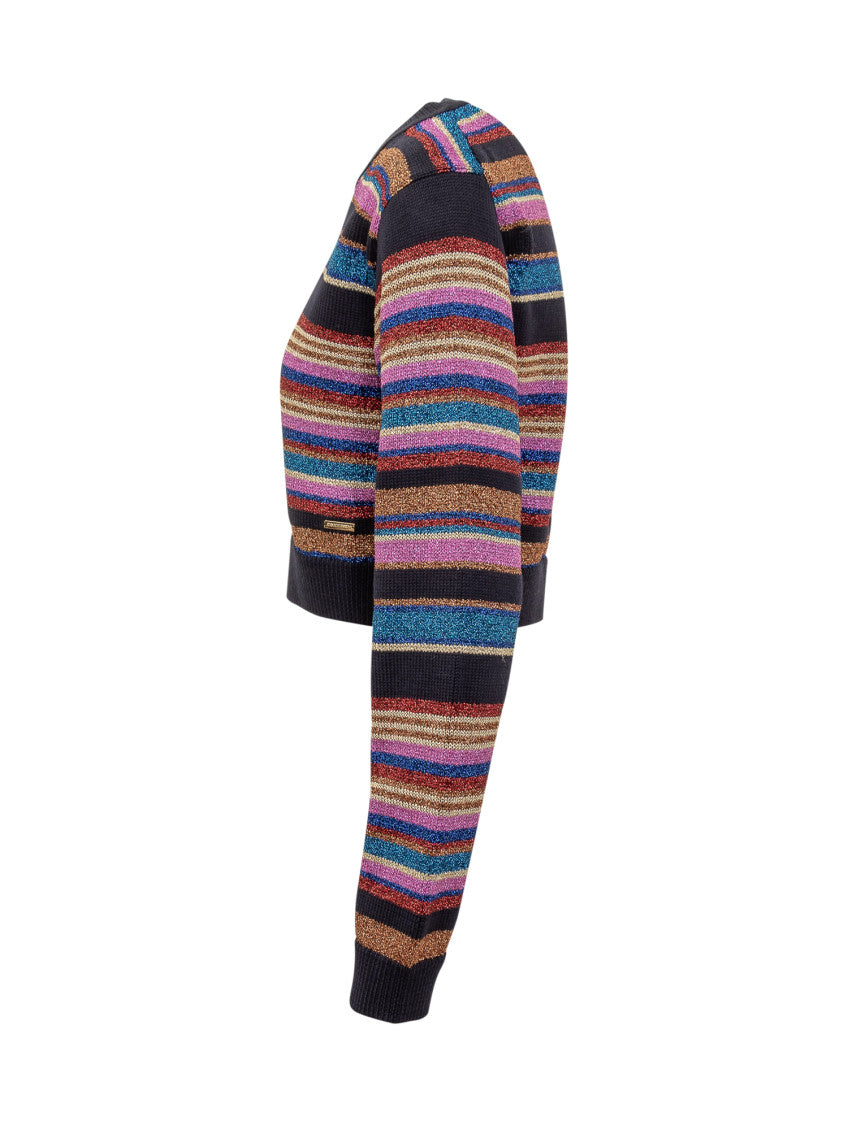Multicolor Stripes Crew Neck Cardigan 3