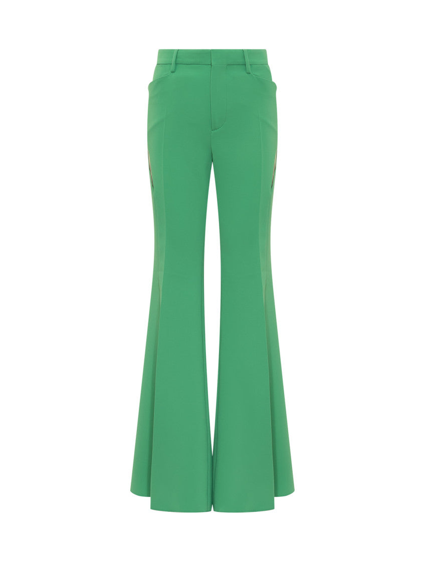 Green Flared Flat Front Pants 1