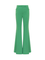 Green Flared Flat Front Pants 1