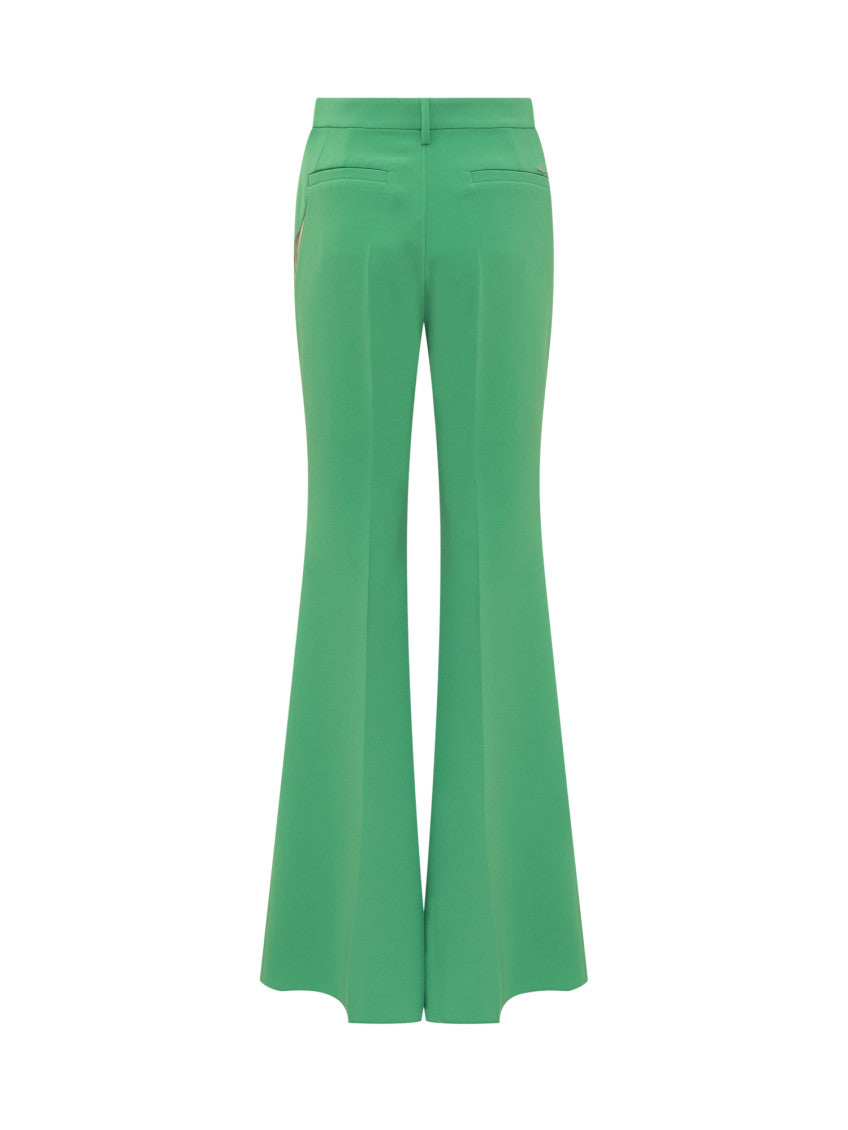 Green Flared Flat Front Pants 2