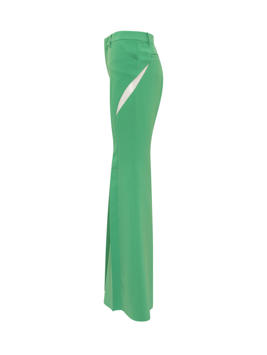 Green Flared Flat Front Pants 3