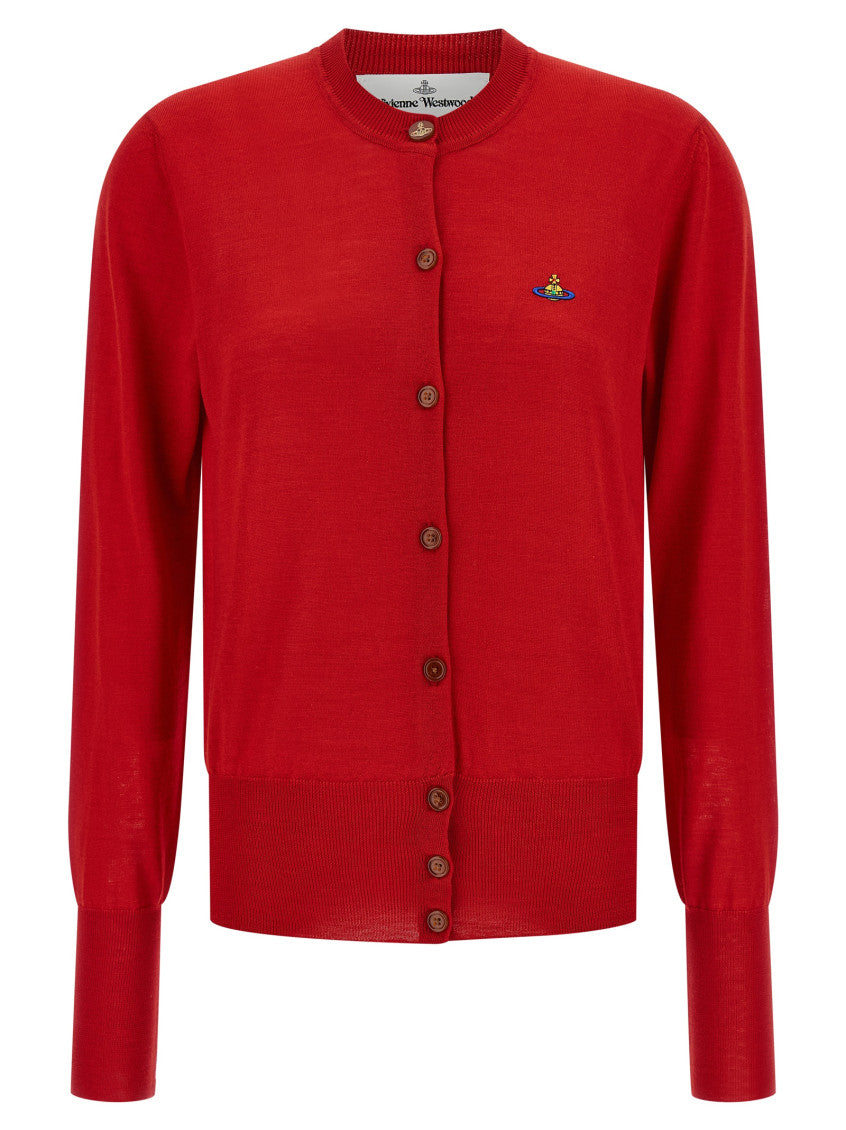 Red Round Neck Cardigan 1