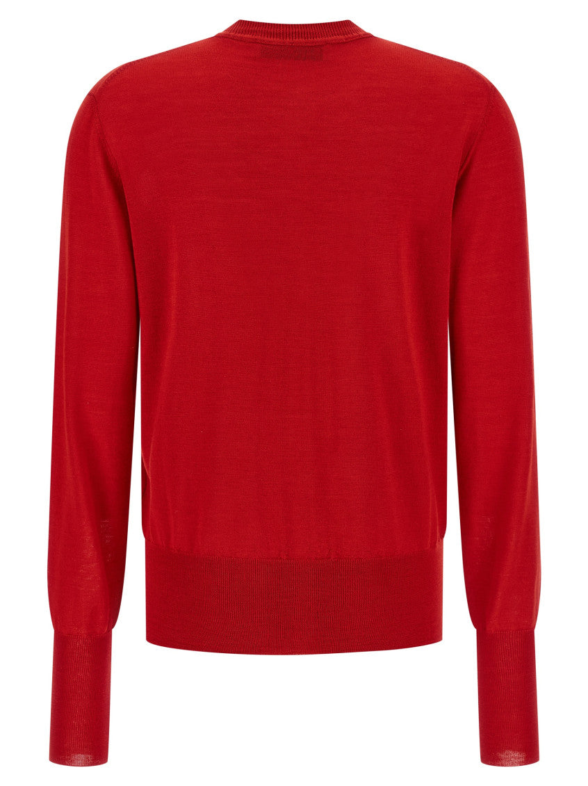 Red Round Neck Cardigan 2