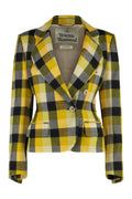 Yellow Checks Shawl Blazer 1