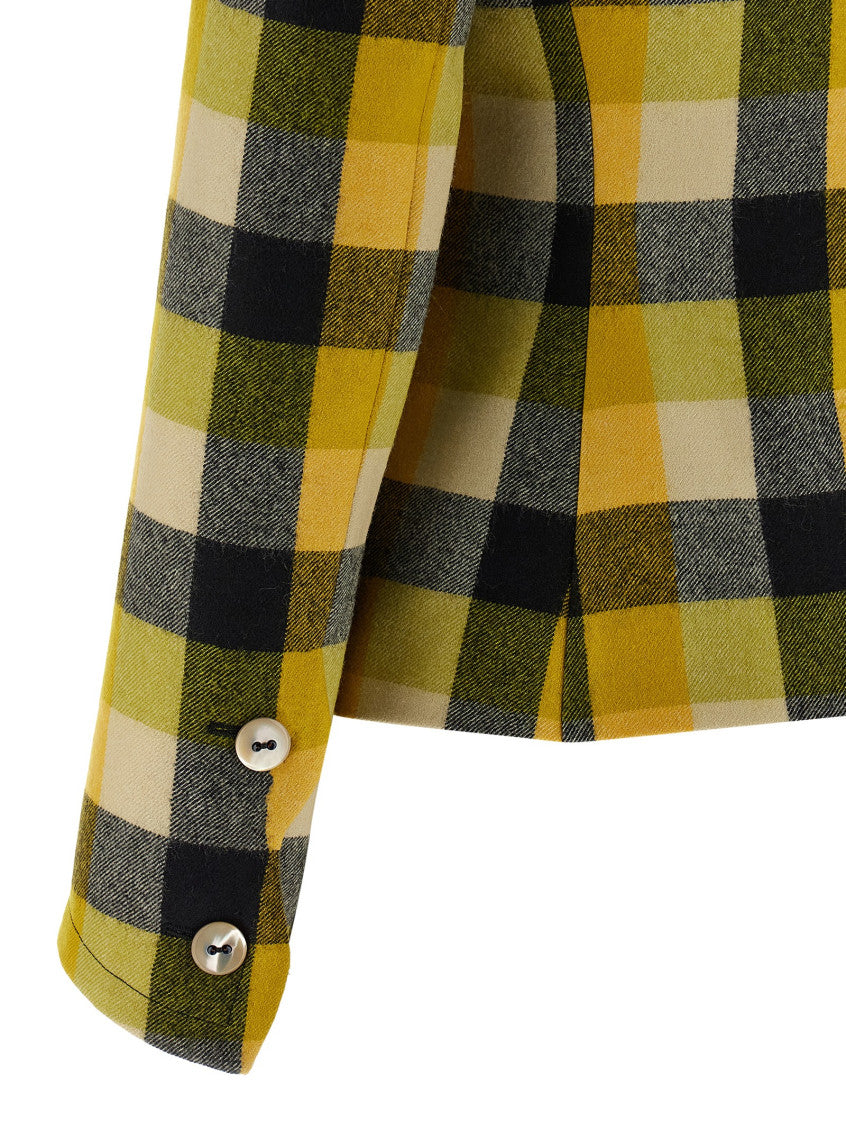 Yellow Checks Shawl Blazer 4