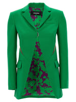 Green Solid Notched Lapel Jacket 1