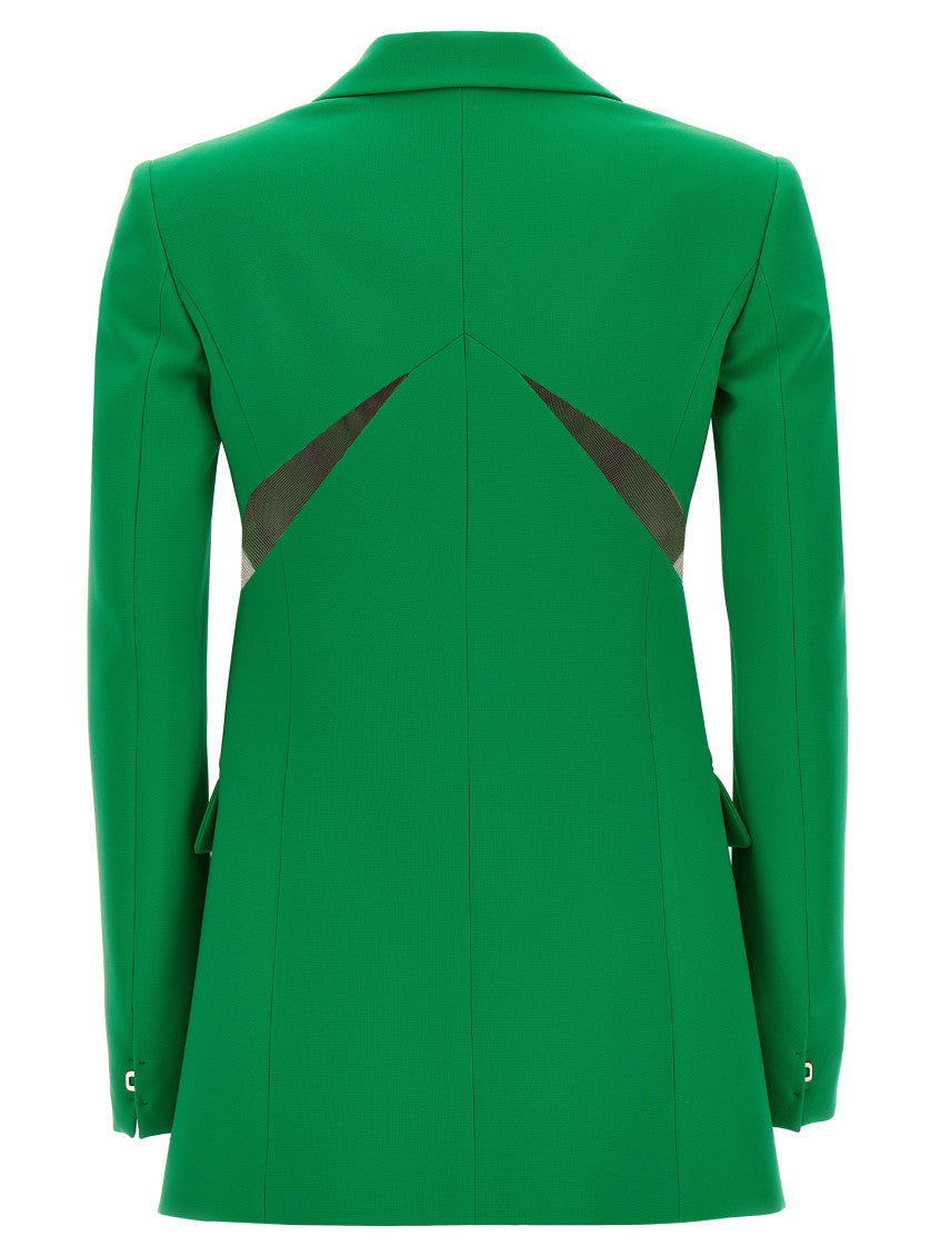 Green Solid Notched Lapel Jacket 2