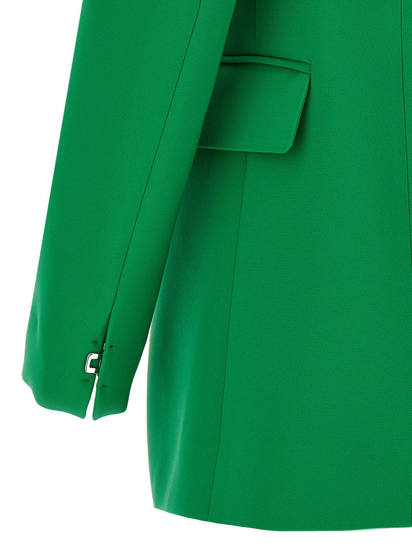 Green Solid Notched Lapel Jacket 4