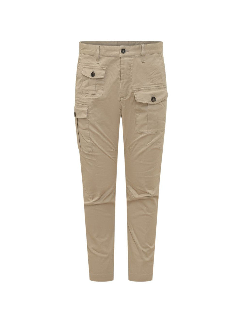 Beige Tapered Cargo Pants 1