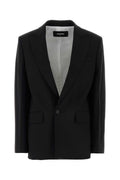 Black Solid Shawl Lapel Jacket 1