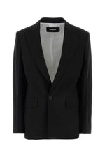 Black Solid Shawl Lapel Jacket 1