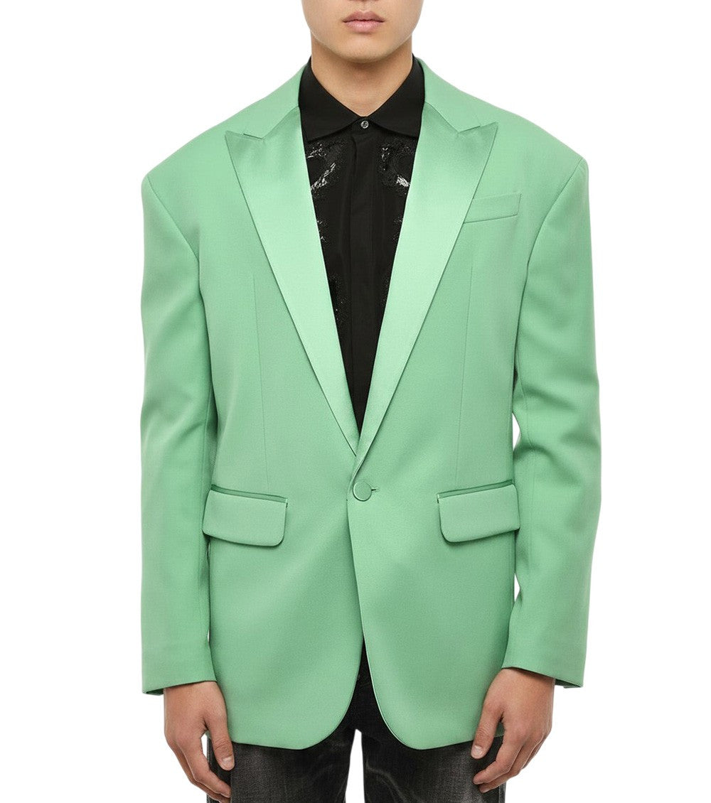Green Peaked Lapel Blazer 1