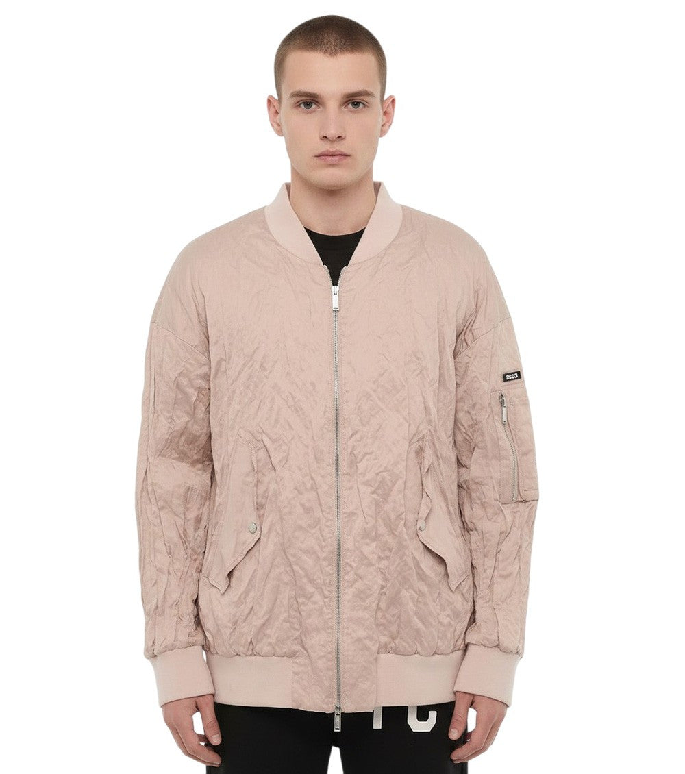 Pink Solid Bomber Jacket 1