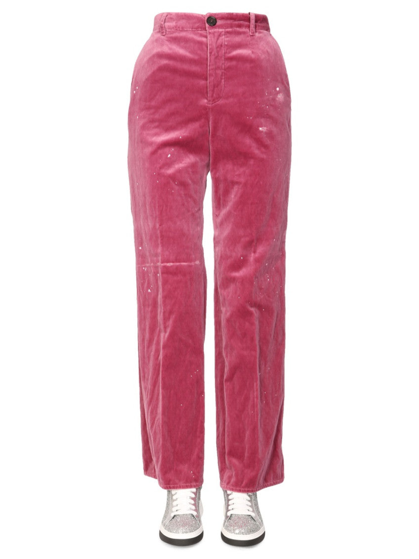 Pink Straight Flat Front Pants 1