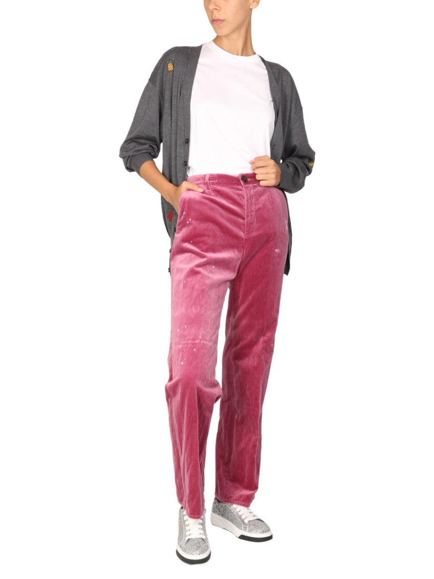 Pink Straight Flat Front Pants 3