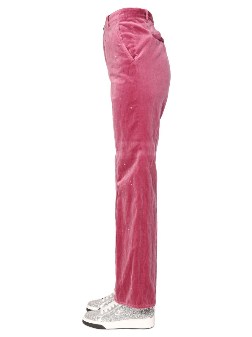 Pink Straight Flat Front Pants 4