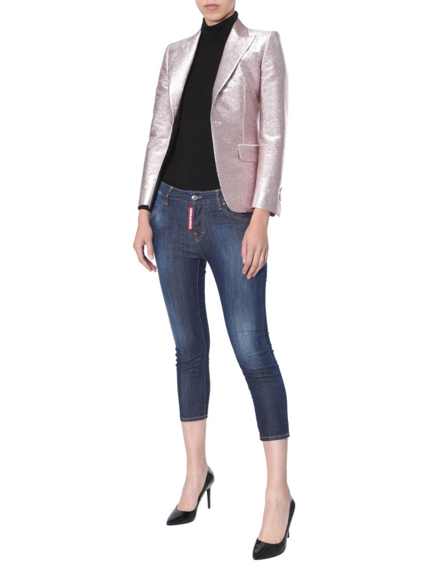 Pink Textured Notched Lapel Jacket 2