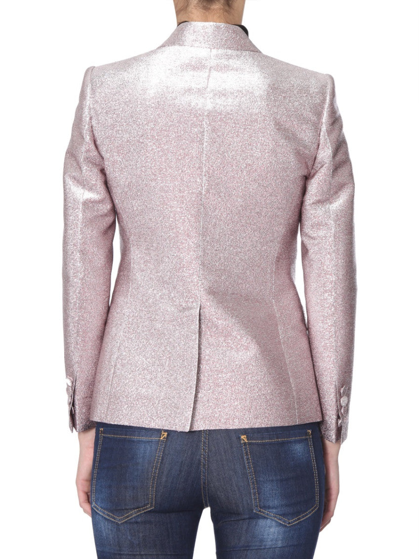 Pink Textured Notched Lapel Jacket 3
