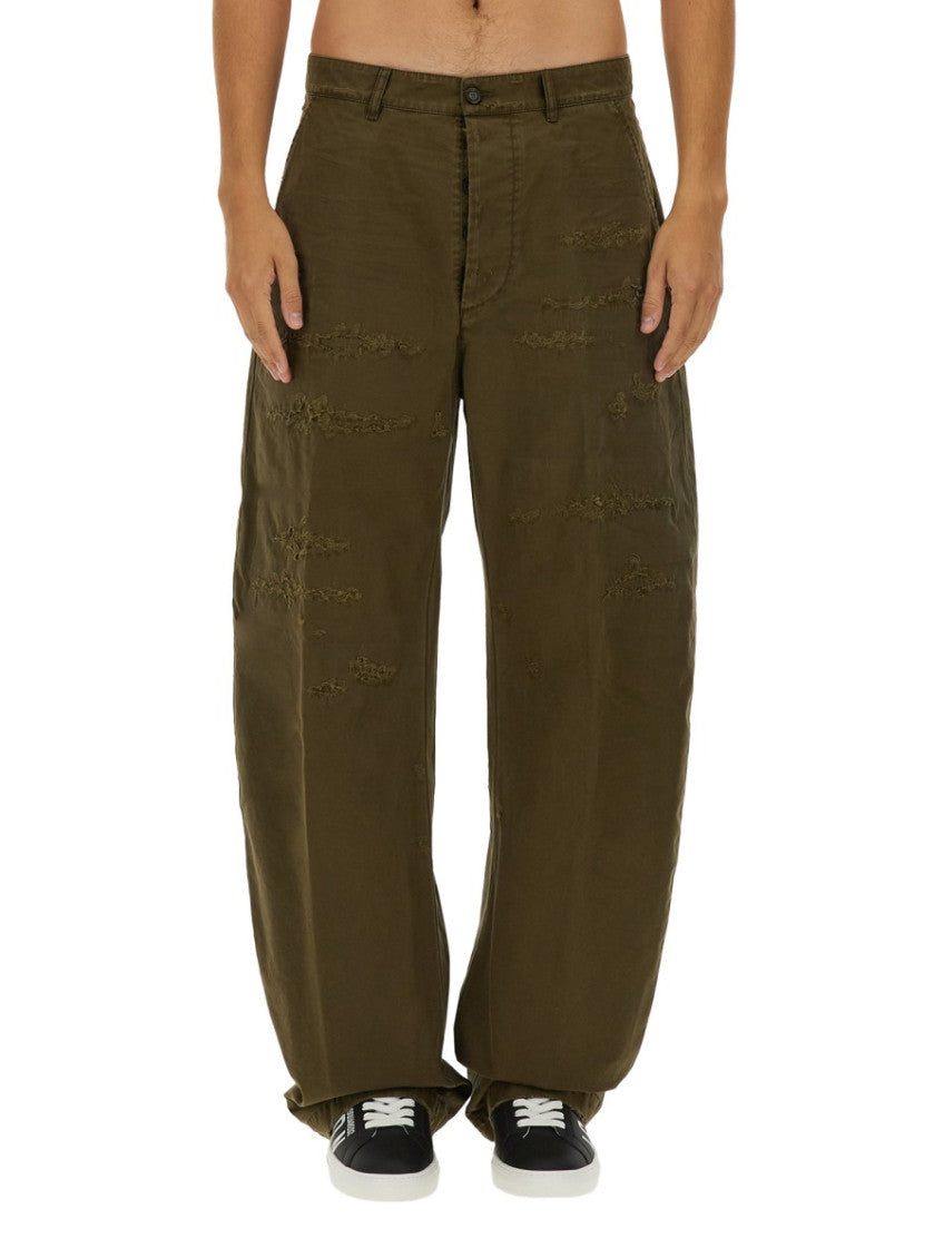 Olive Loose Chino Trousers 1