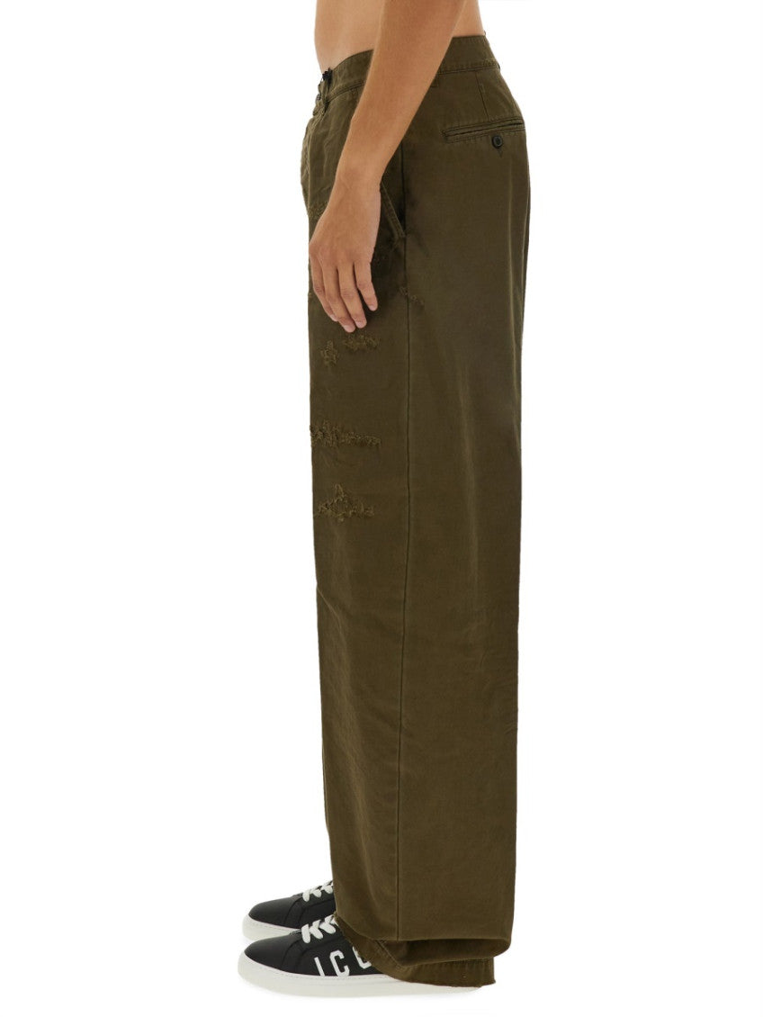 Olive Loose Chino Trousers 3