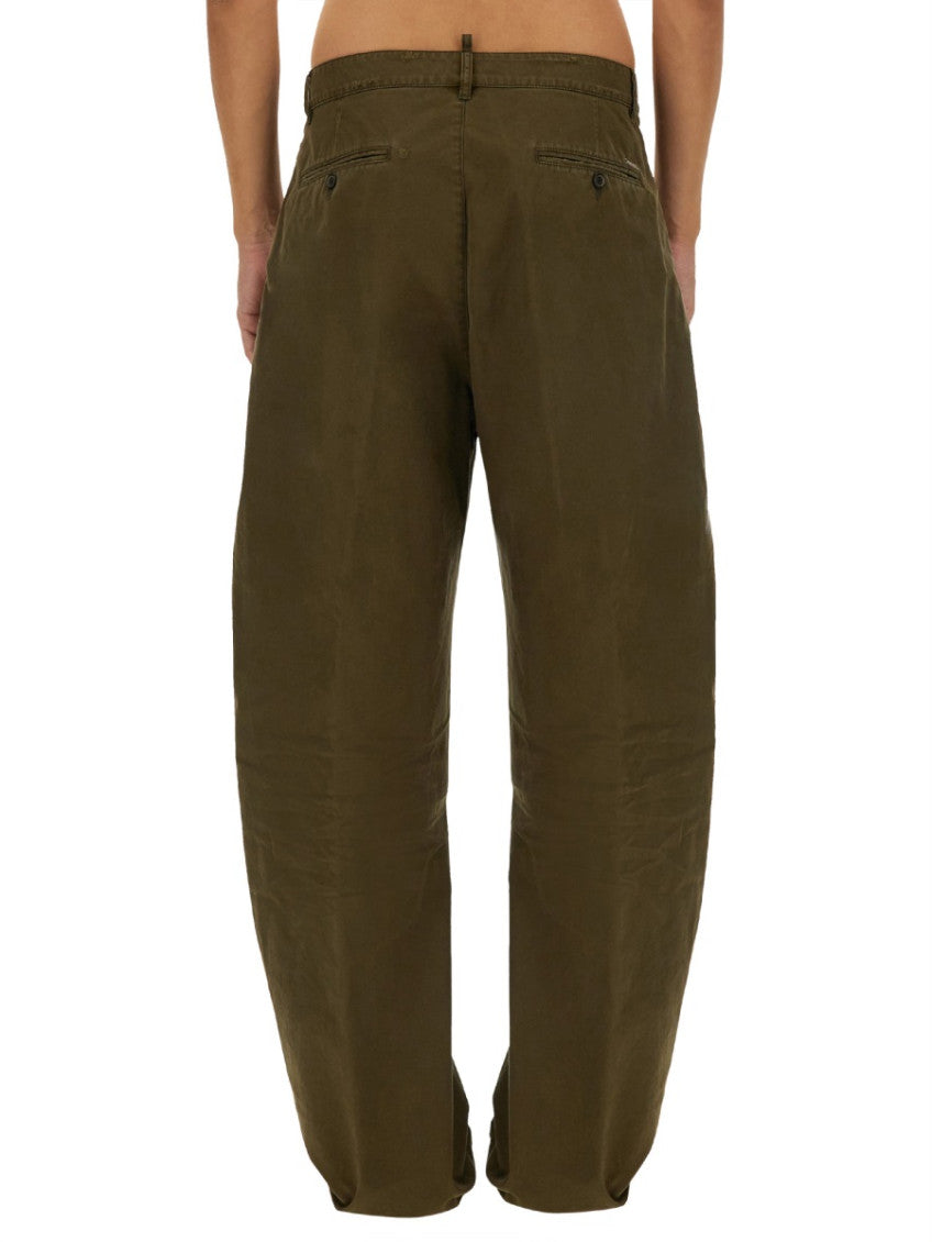 Olive Loose Chino Trousers 4