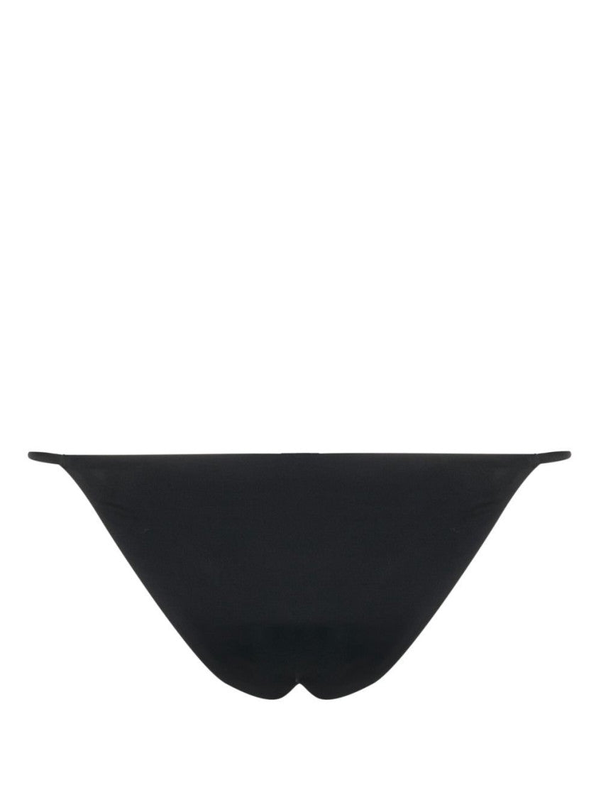 Black Solid Bikini Bottom Swimwear 2