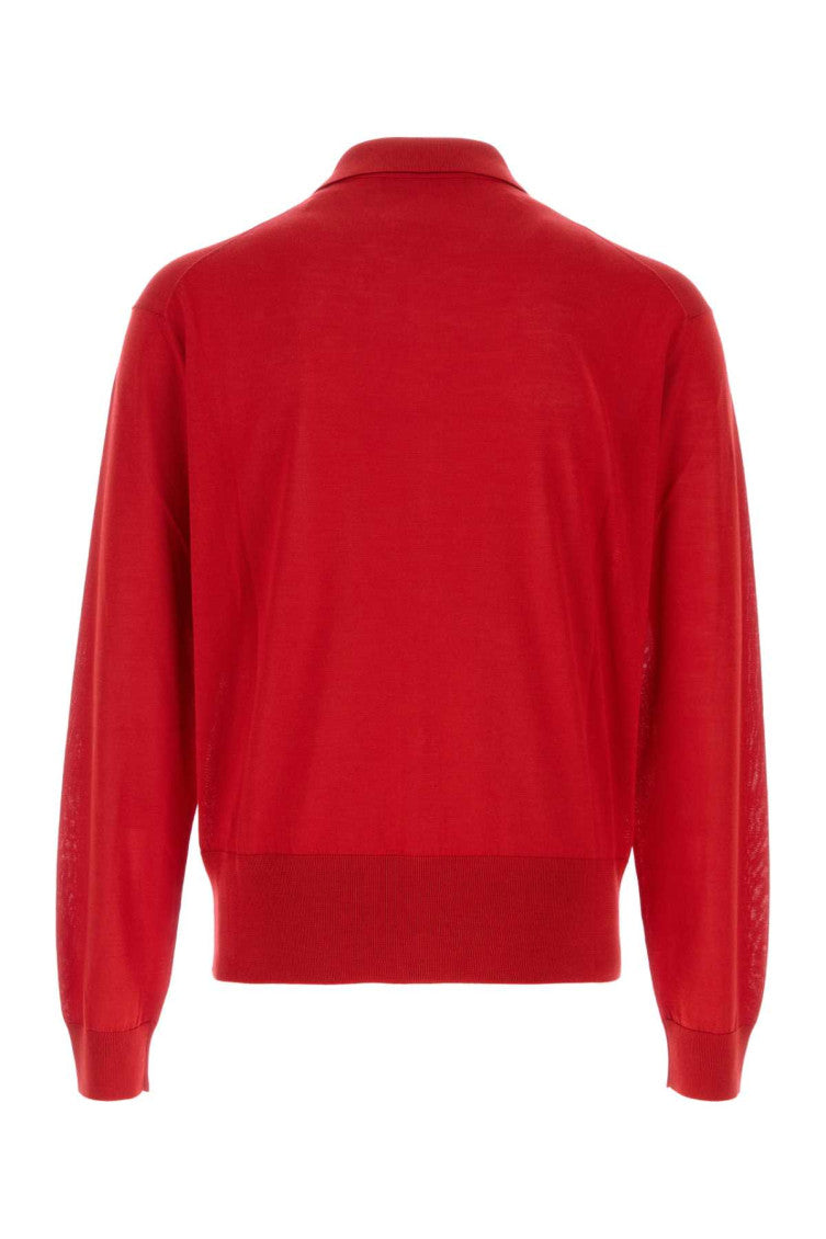 Red Shirt Collar Cardigan 2