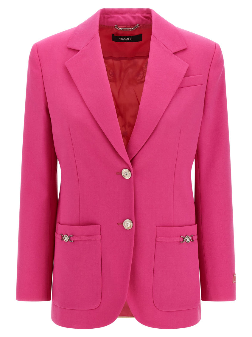 Fuchsia Solid Notched Lapel Blazer 1