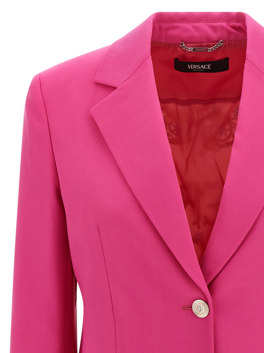 Fuchsia Solid Notched Lapel Blazer 3