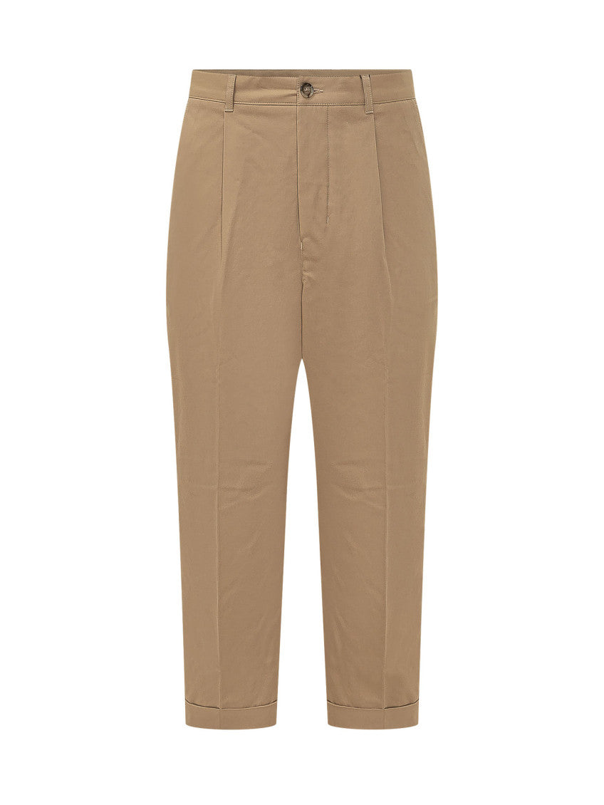 Beige Solid Chino Trousers 1