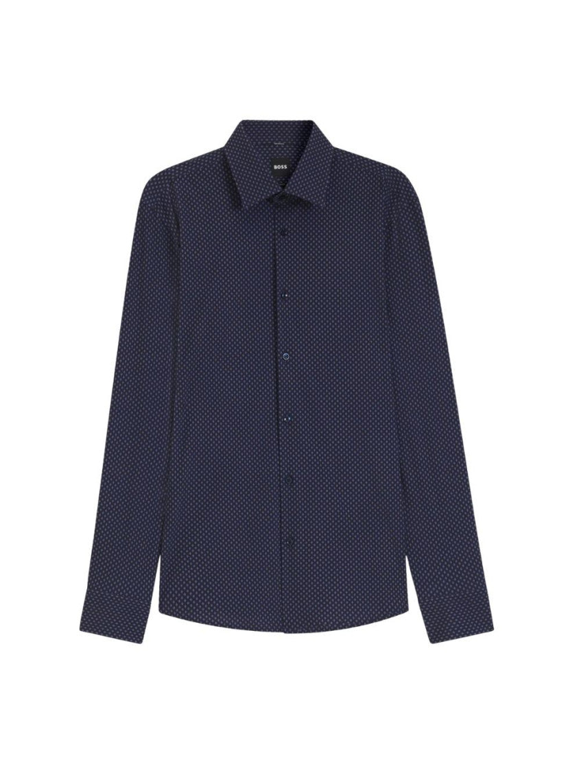 Blue Slim Printed Shirt 1