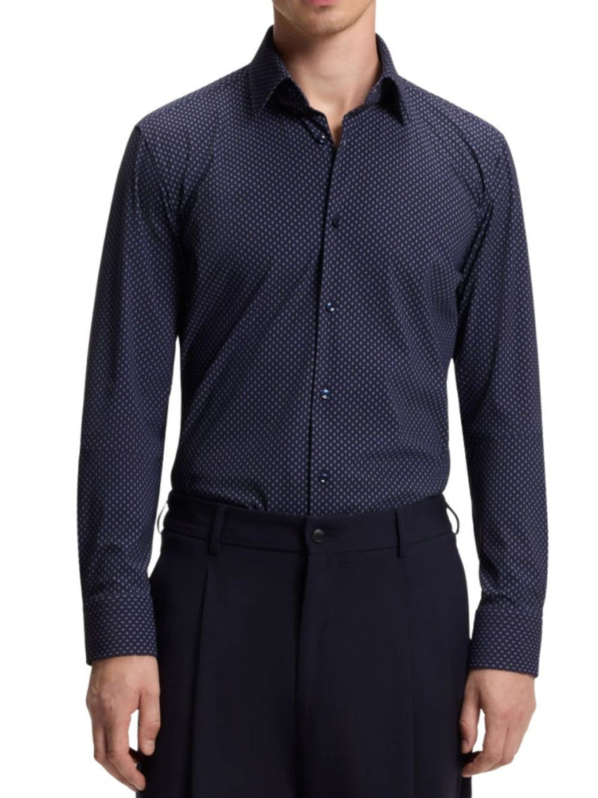 Blue Slim Printed Shirt 2