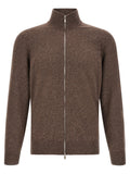 Brown Knitted Zip Up Cardigan 1