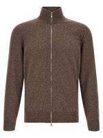Brown Knitted Zip Up Cardigan 1