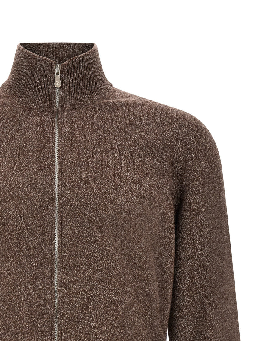 Brown Knitted Zip Up Cardigan 3