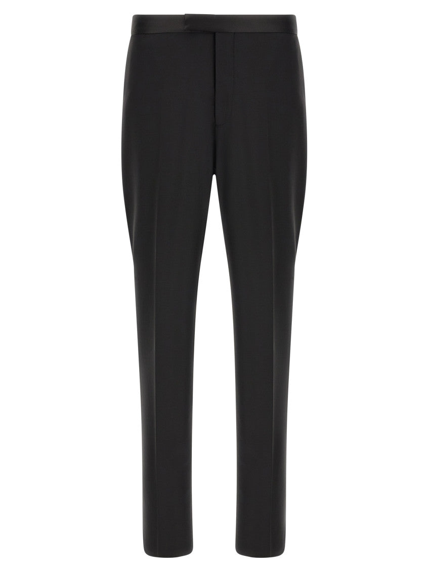 Black Solid Double-Breasted Suit 4