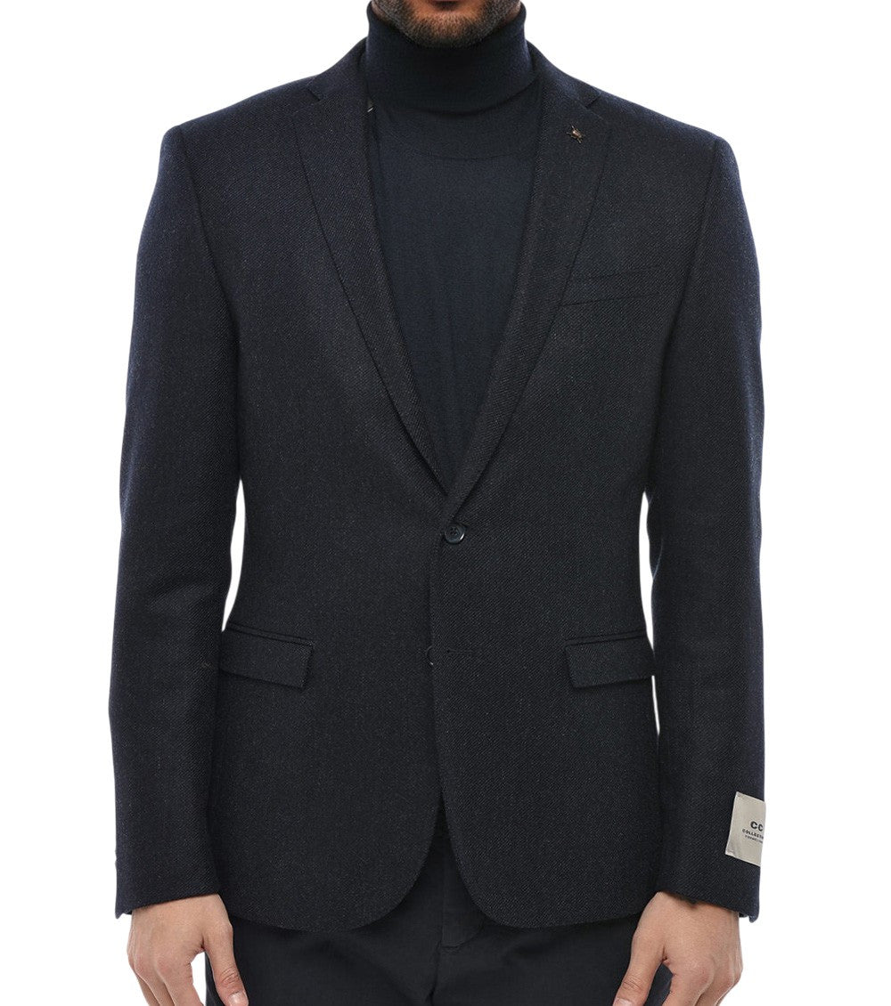 Blue Notched Lapel Blazer 1